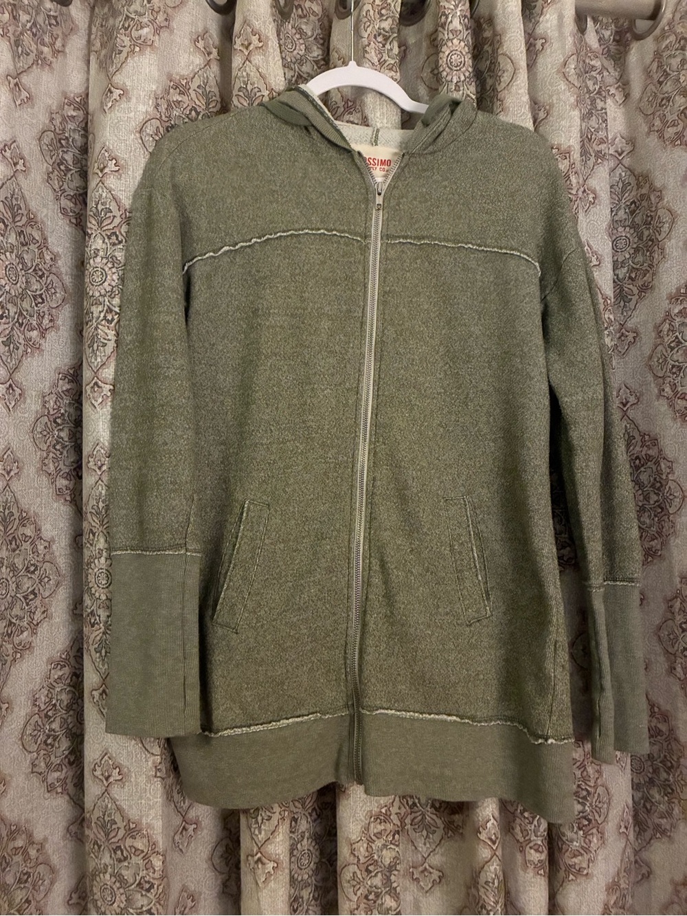 Mossimo Supply Co. Olive Green Zip-Up Hooded Jacket